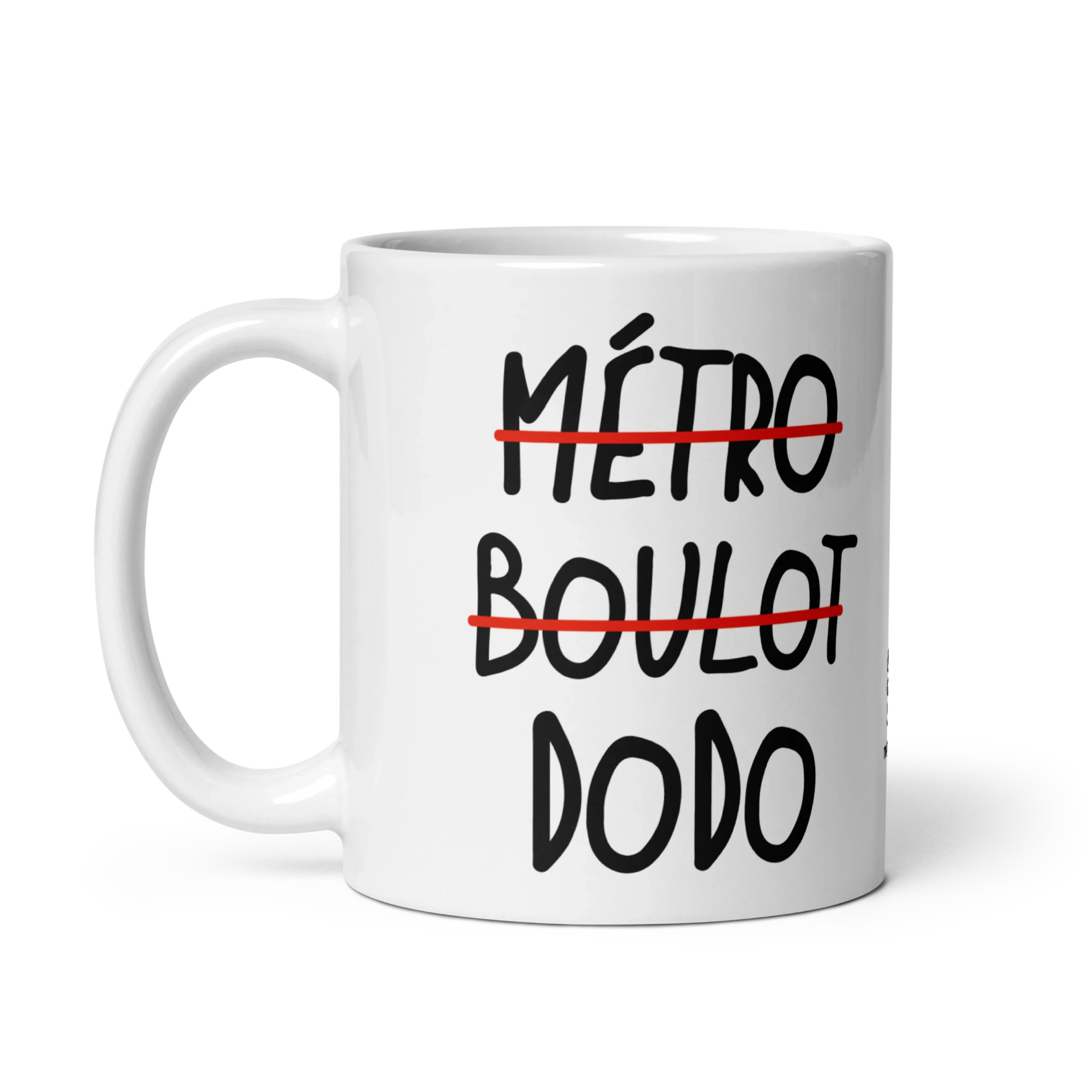 mug en céramique avec écrit dessus métro boulot dodo